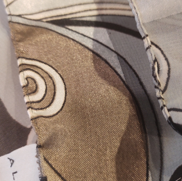 ALFRED SUNG | 100% Silk Oblong Scarf Gray, Taupe Black Modern Abstract Design - Picture 11 of 12